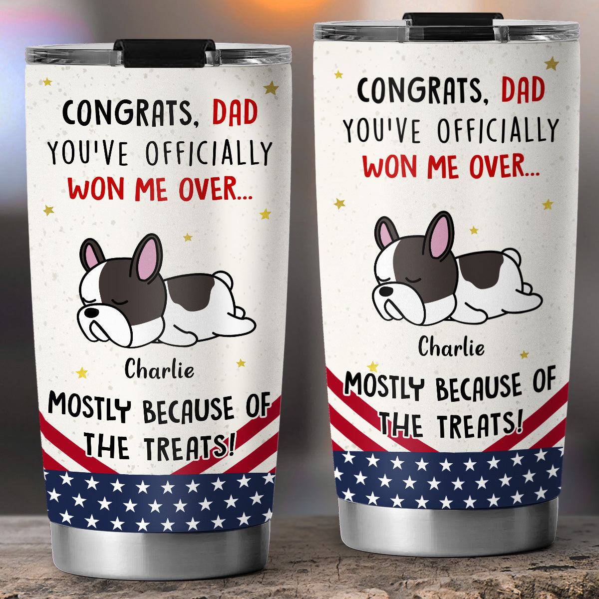 Congrats Dog Dad Mom - Personalized Custom 20oz Stainless Steel Tumbler with Thousands of Cool Designs