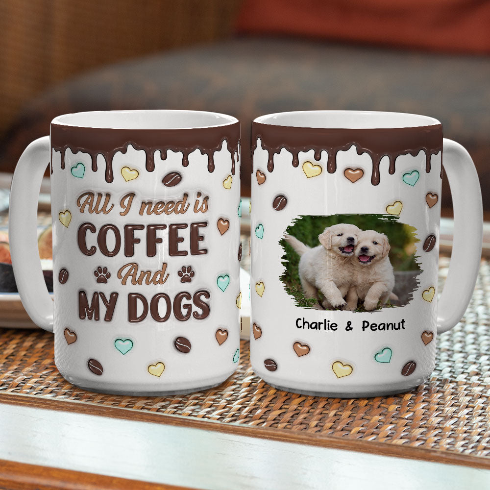 Personalized Custom 3D Inflated Effect Coffee and Dog Photo Mug - 11oz and 15oz