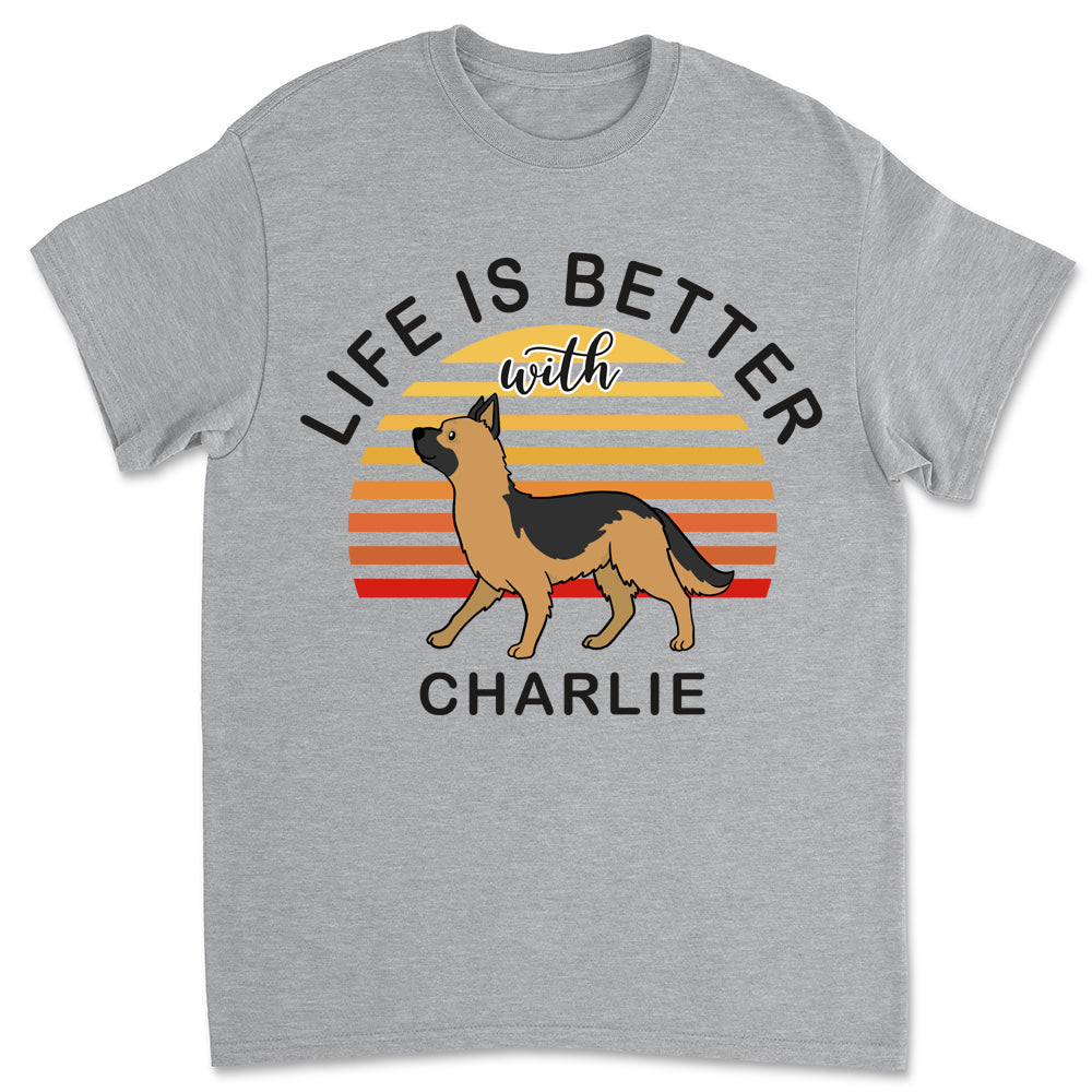 Life Is Better Dog Walking - Personalized Custom Unisex 5.3 oz T-shirt for Pet Lovers