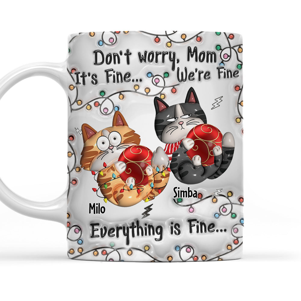 Personalized Custom 3D Inflated Effect Everything Is Fine Mug - 11oz High - Quality Ceramic