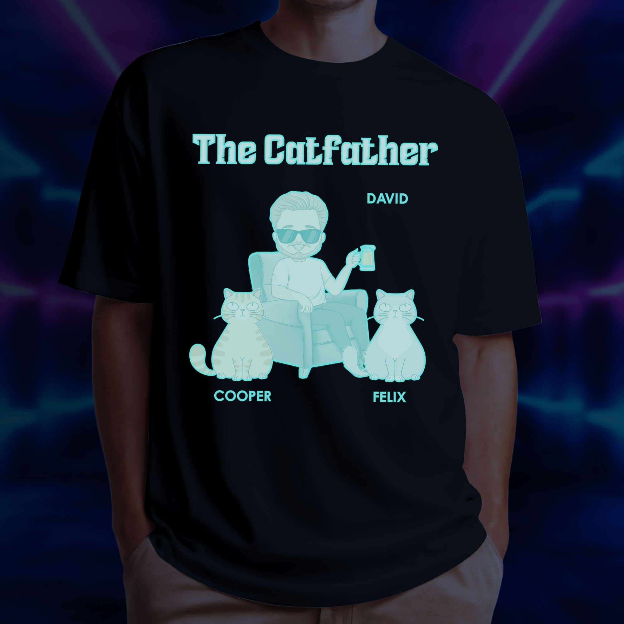 The Catfather - Personalized Custom Fluorescent Unisex T-shirt for Pet Lovers