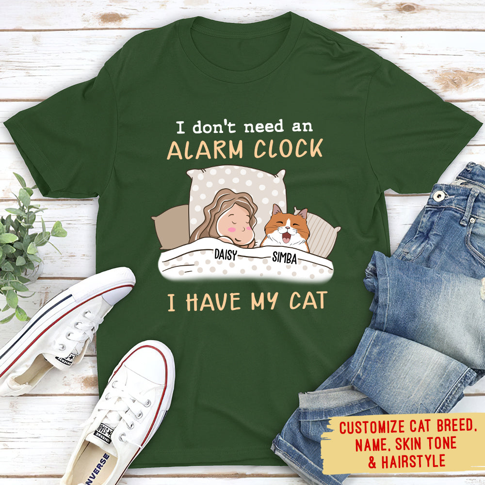 My Cat Is The Best Alarm Clock - Personalized Custom Unisex 5.3 oz Heavy Cotton T-shirt