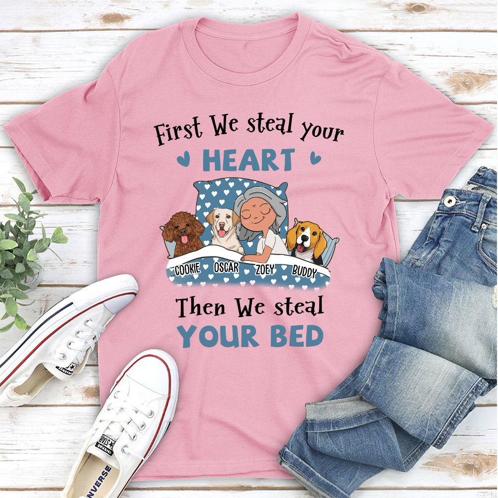 Steal Your Bed - Personalized Custom Unisex 5.3 oz T-shirt for Pet Lovers