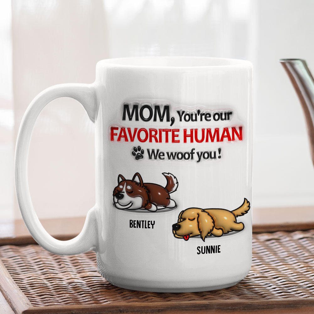 Personalized Custom 3D Inflated Effect 'Woof You Dad' Mug - 11oz and 15oz High - quality Ceramic