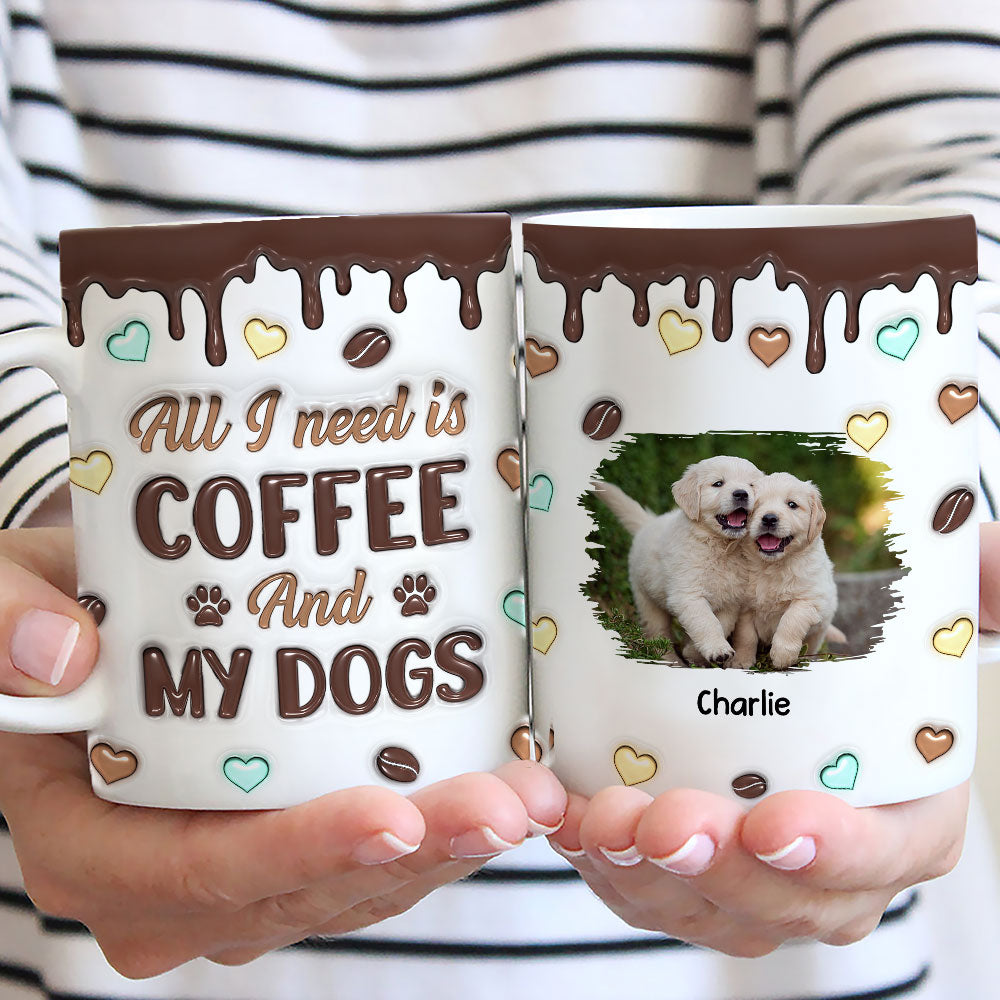 Personalized Custom 3D Inflated Effect Coffee and Dog Photo Mug - 11oz and 15oz