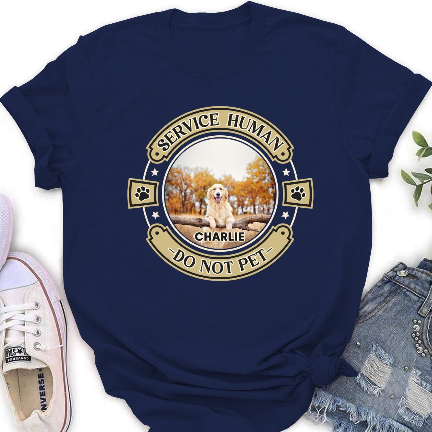 Personalized Custom Service Human Dog Photo Women's T-Shirt - Ideal Gift for Pet Lovers
