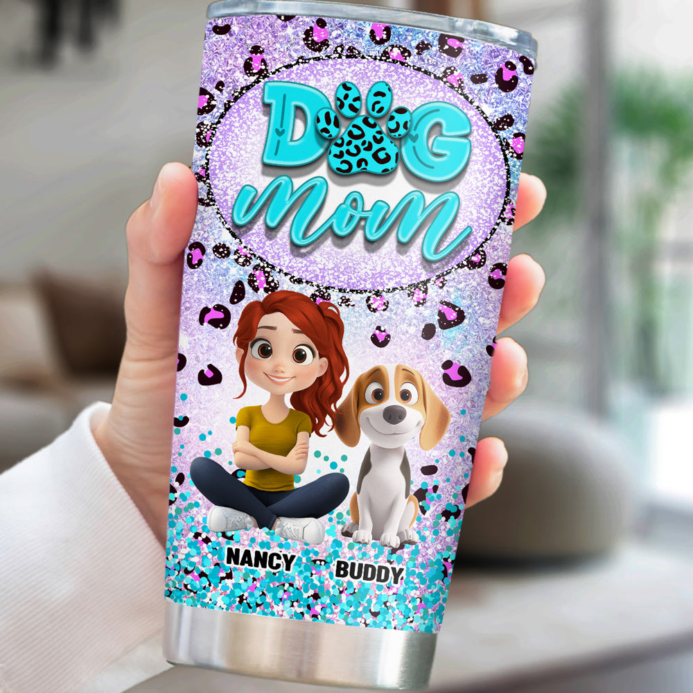 Stylish Dog Mom Paw Leopard Personalized Custom 20oz Tumbler