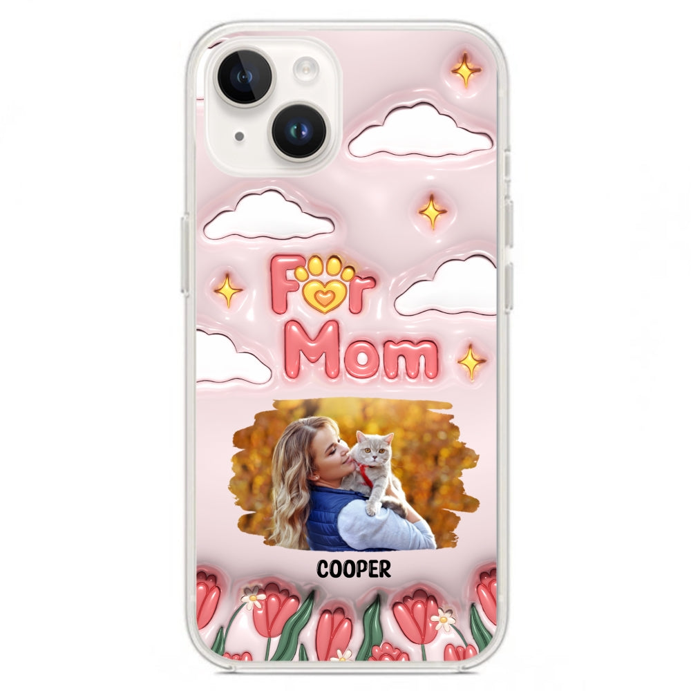 Personalized Custom 3D Inflated Effect 'I Love My Fur Mom' Photo Phone Case - Stylish and Protective