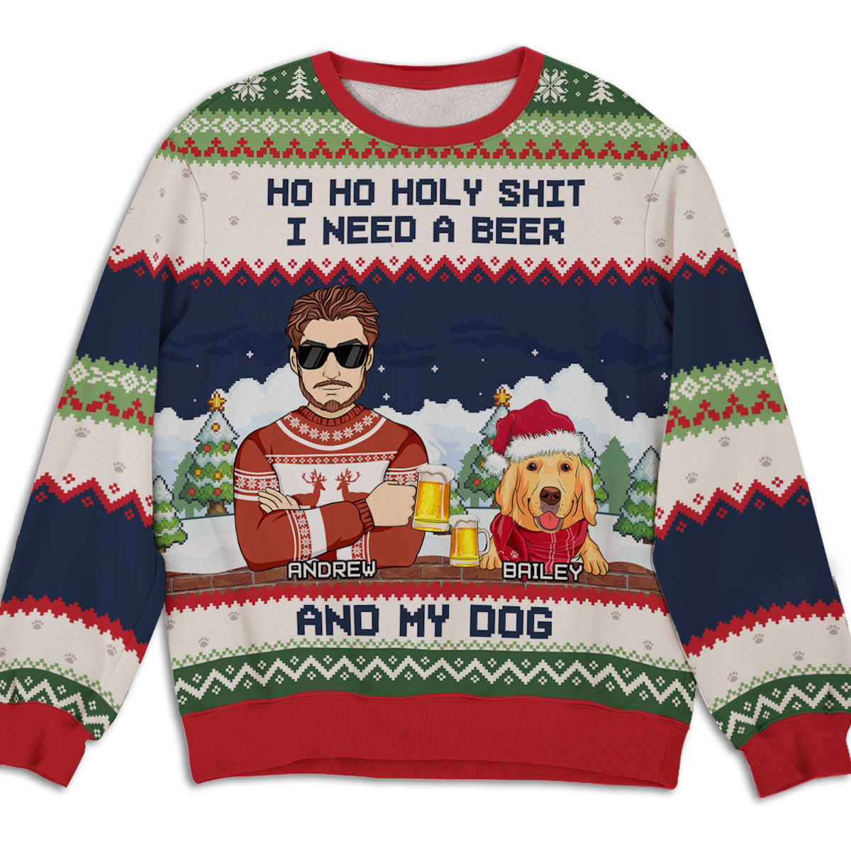 Personalized Custom All-Over-Print 'I Need Beers And My Dogs' Sweatshirt - Ideal Gift for Dog Lovers