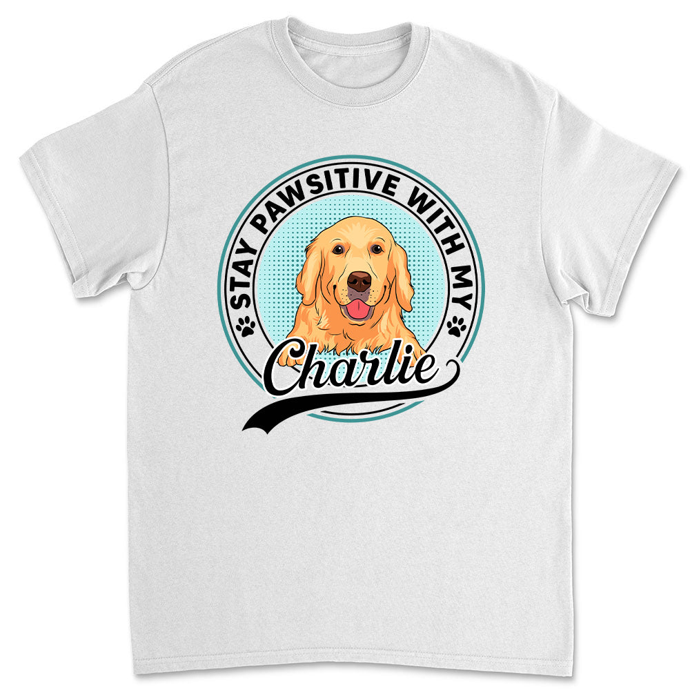 Stay Pawsitive With My Dogs - Personalized Custom Unisex Heavy Cotton Midweight T-shirt