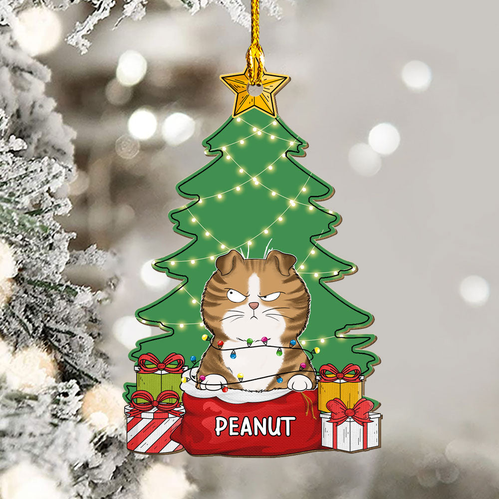 Cozy Meowy Catmas - Exquisite Personalized 1-layered Custom Wood Christmas Ornament