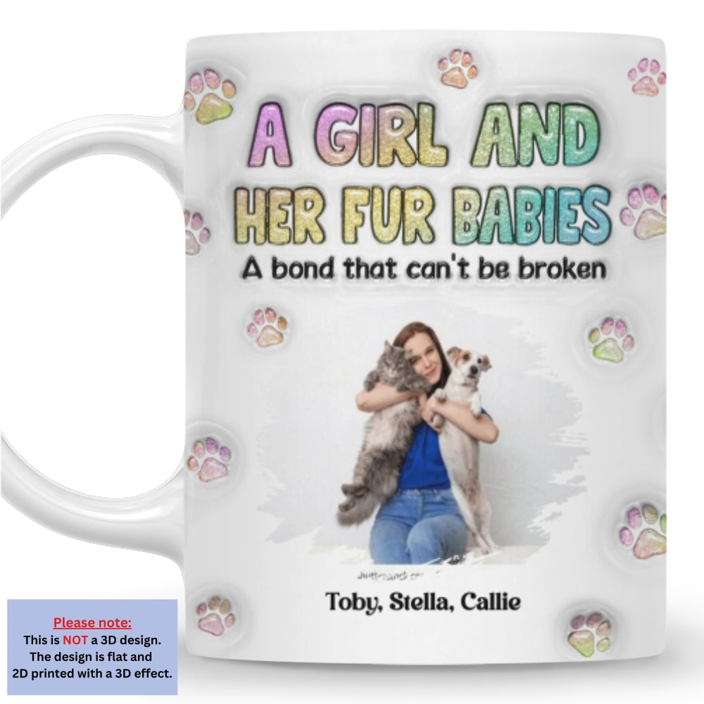 Personalized Custom 3D Inflated Effect Mug with A Girl And Her Fur Babies Photo - 11oz & 15oz