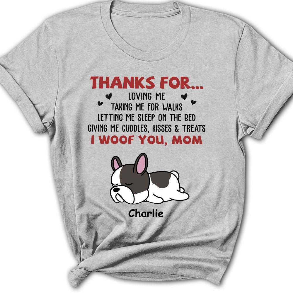 Mom Thanks For Loving Me - Personalized Custom Women's Cotton Blend T-shirt for Pet Lovers