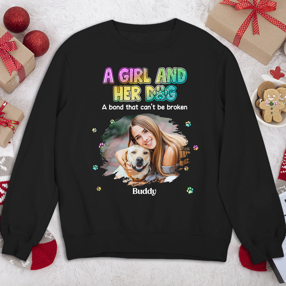 Personalized Custom A Girl And Her Dog Photo Unisex 8.0 oz Sweatshirt - Ideal Gift for Pet Lovers