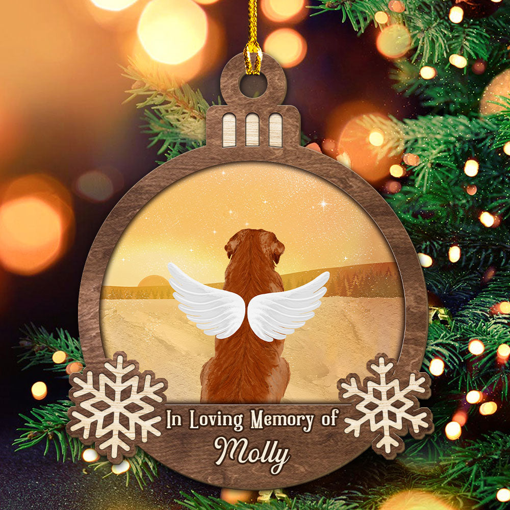 Heavenly Personalized Custom 1-layered Wood Ornament for Loving Memory - Ideal Gift for Pet Lovers