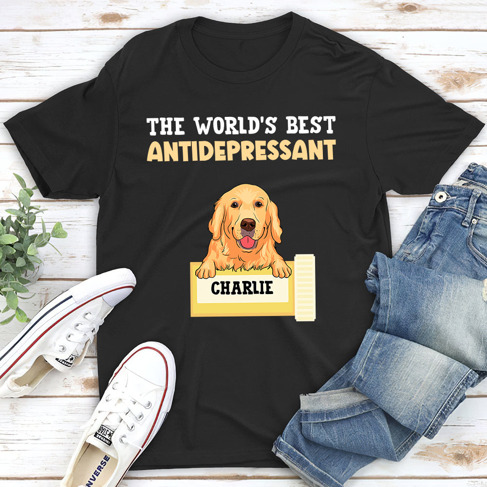 The World's Best Antidepressant - Personalized Custom Unisex 5.3 oz T-shirt for Pet Lovers