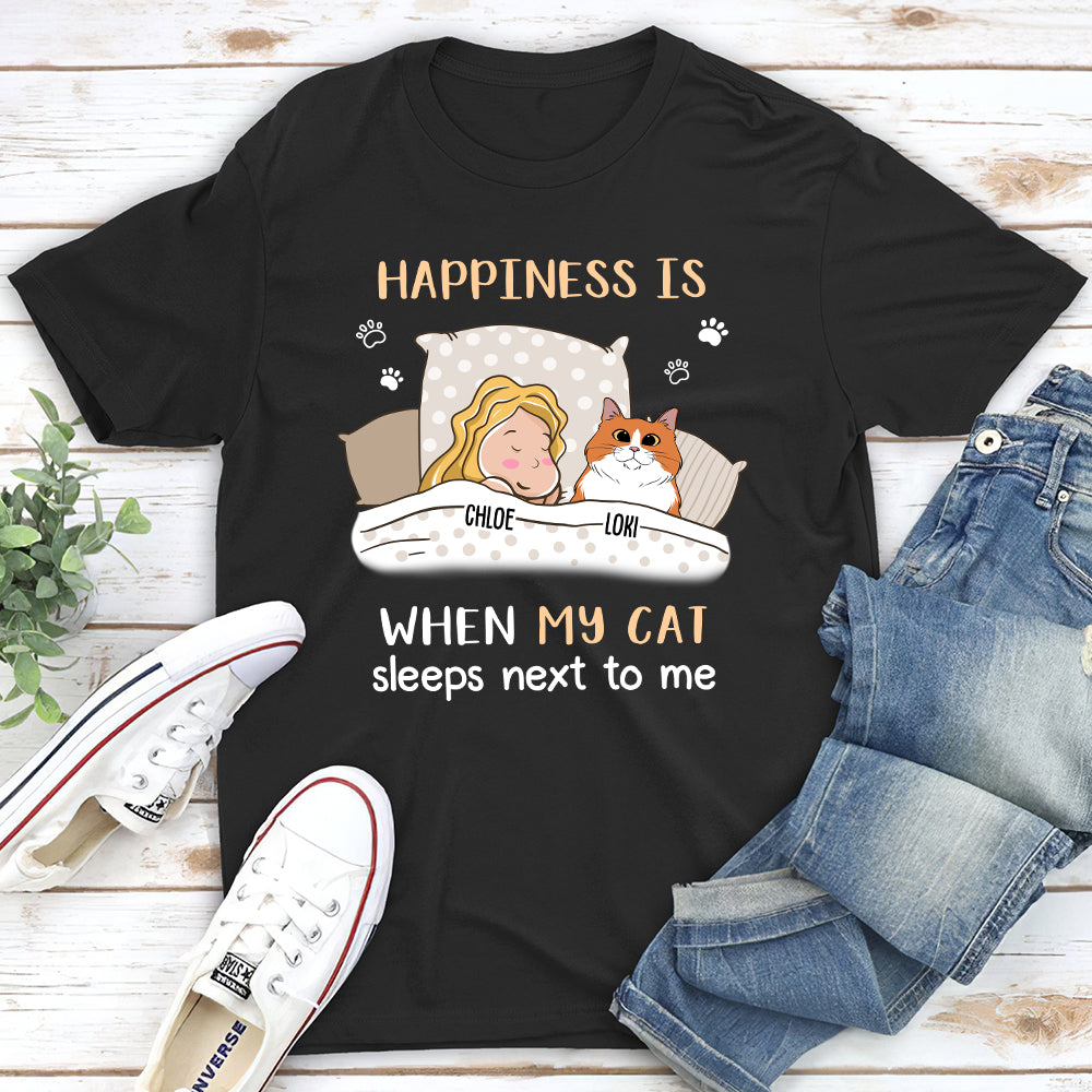 Cats Sleep Next To - Personalized Custom Unisex 5.3 oz T-shirt for Pet Lovers