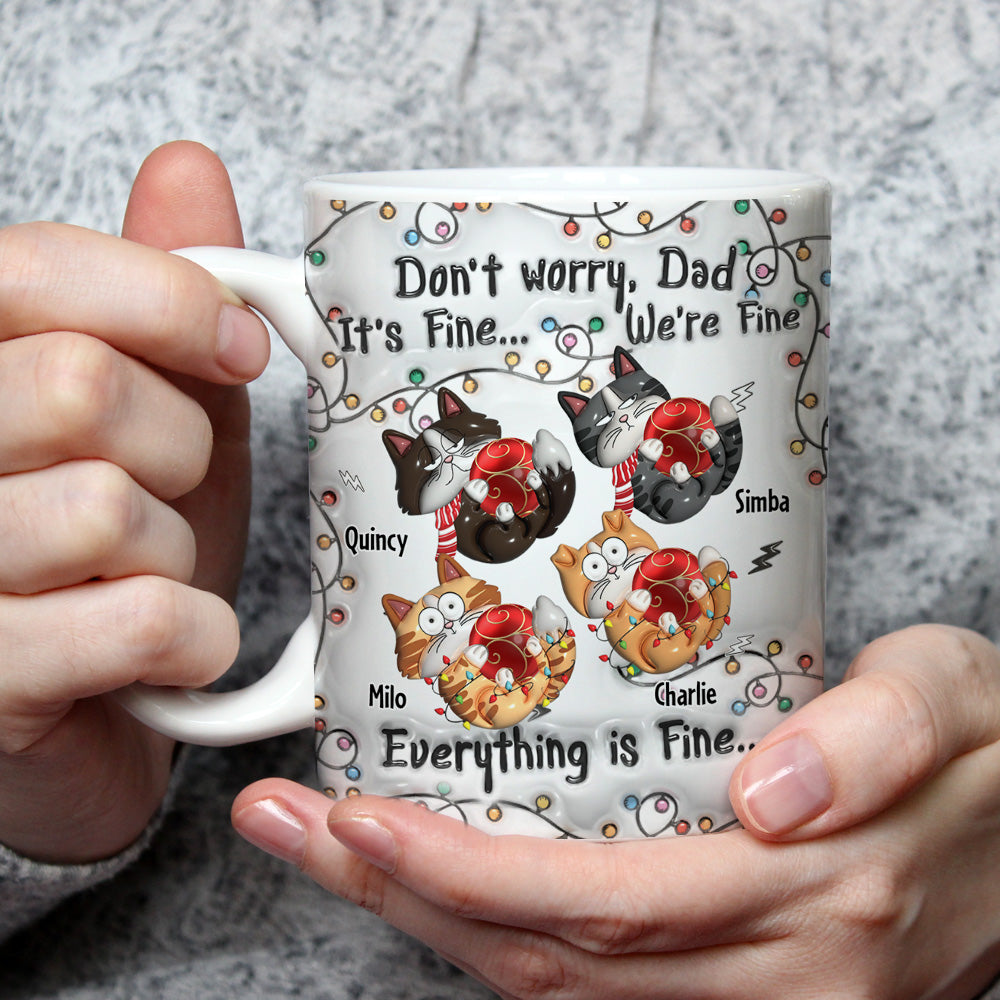 Personalized Custom 3D Inflated Effect Everything Is Fine Mug - 11oz High - Quality Ceramic