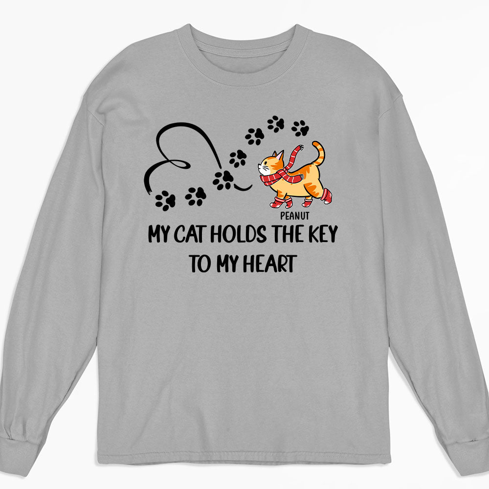 The Key To My Heart - Personalized Custom Long Sleeve Unisex T-shirt for Pet Lovers