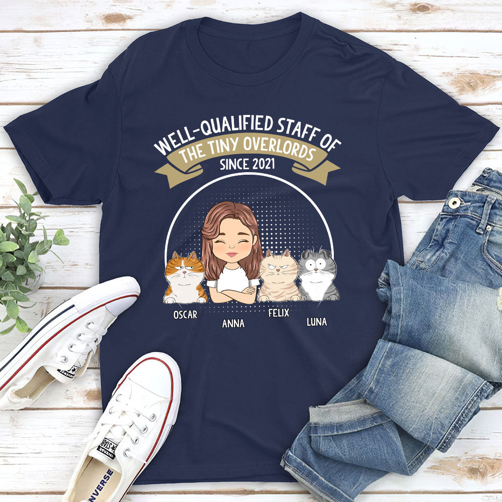 Well-Qualified Cat Staff Personalized Custom Unisex 5.3 oz T-shirt - Ideal Gift for Pet Lovers