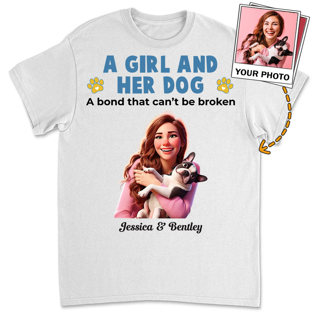 Unique Personalized Custom Unisex 'Girl And Her Pups' T-shirt for Pet Lovers