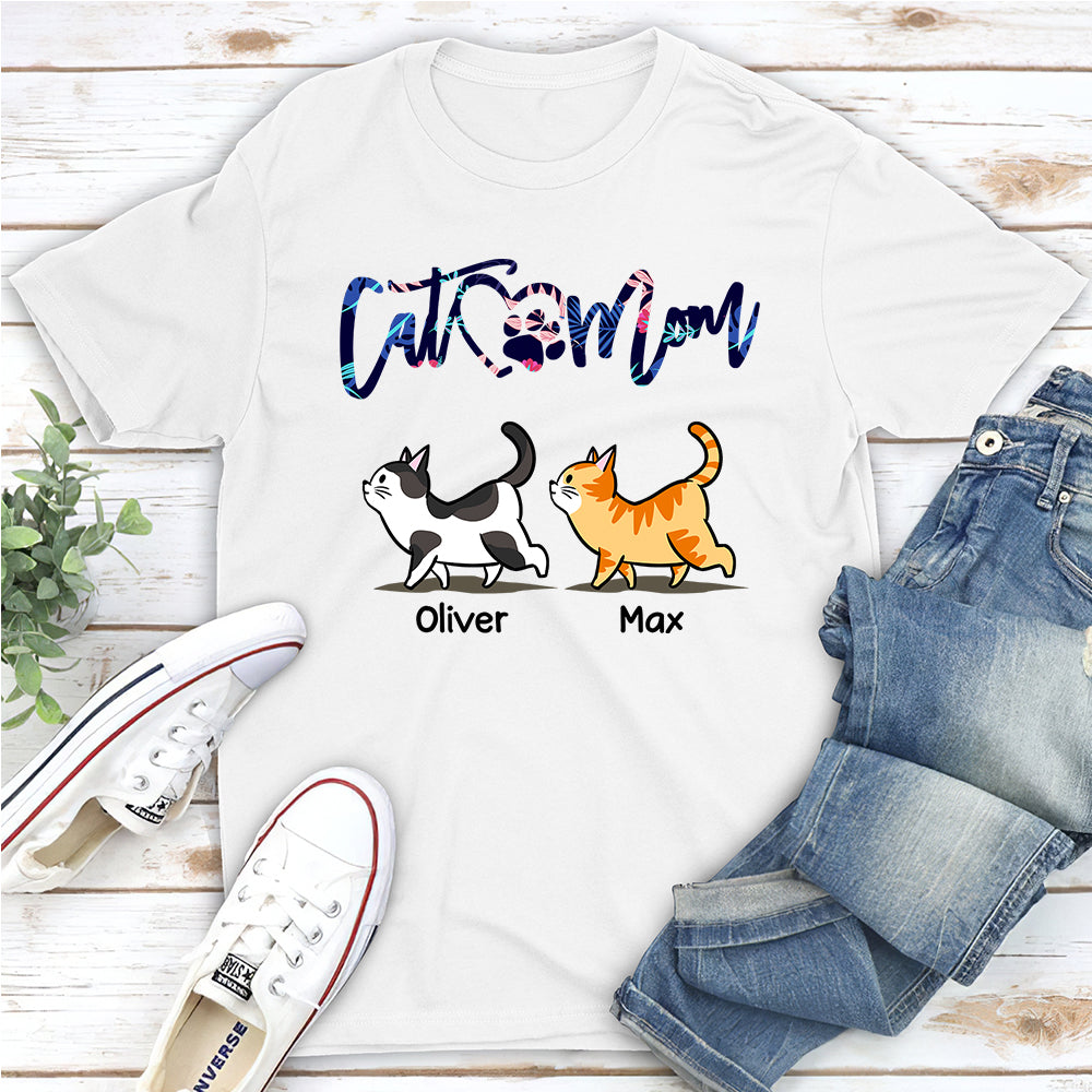 Stylish Patterned Personalized Custom Unisex Cat Mom T-shirt