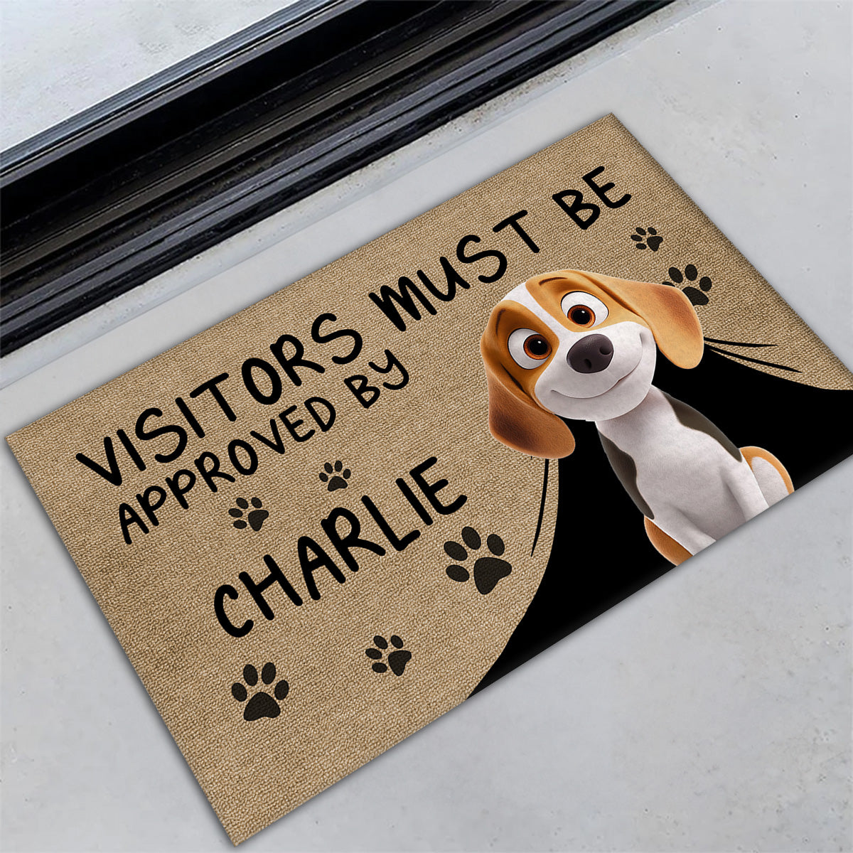 Approved By Dog Cartoon - Personalized Custom Doormat with Sublimation Printing and Multiple Size Options