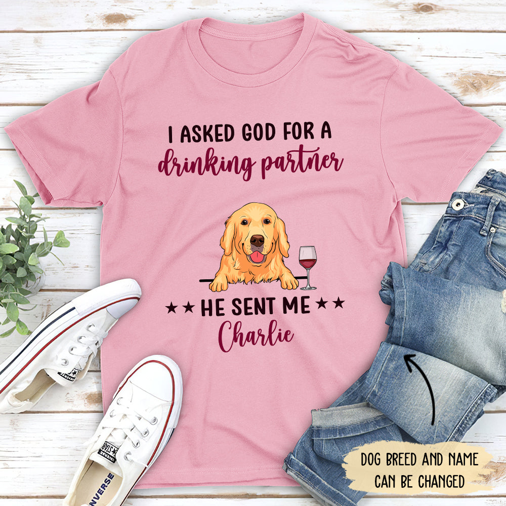 Drinking Partner - Personalized Custom Unisex 5.3 oz T-shirt for Pet Lovers