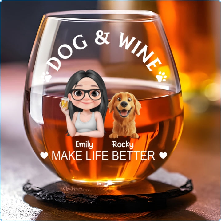 Personalized Custom 'Wine Is Better with My Dog' Wine Glass - Ideal for Anniversaries and Groom Gifts