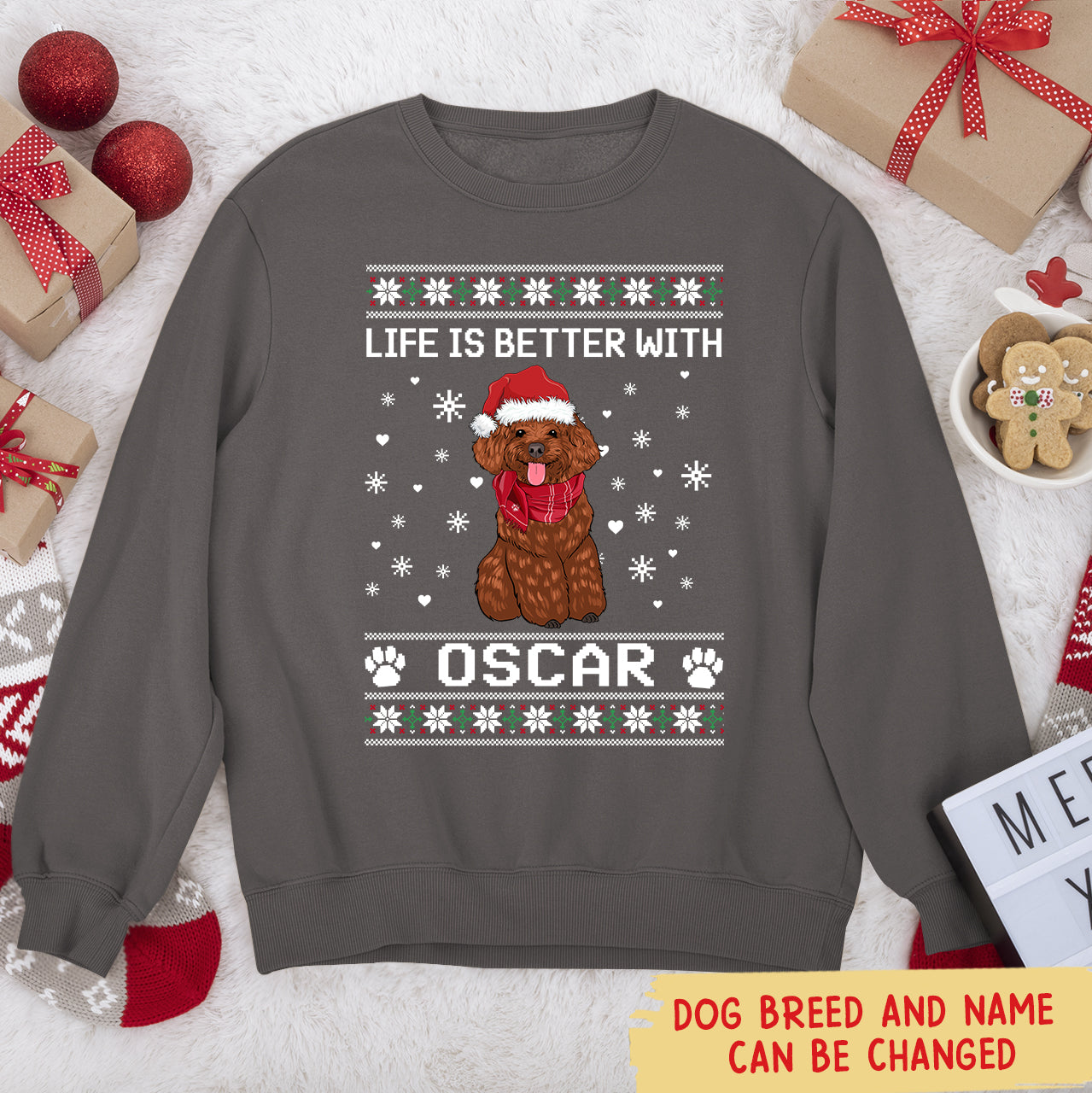 Better With Dog Christmas - Personalized Custom Unisex 8.0 oz Christmas Sweatshirt for Pet Lovers