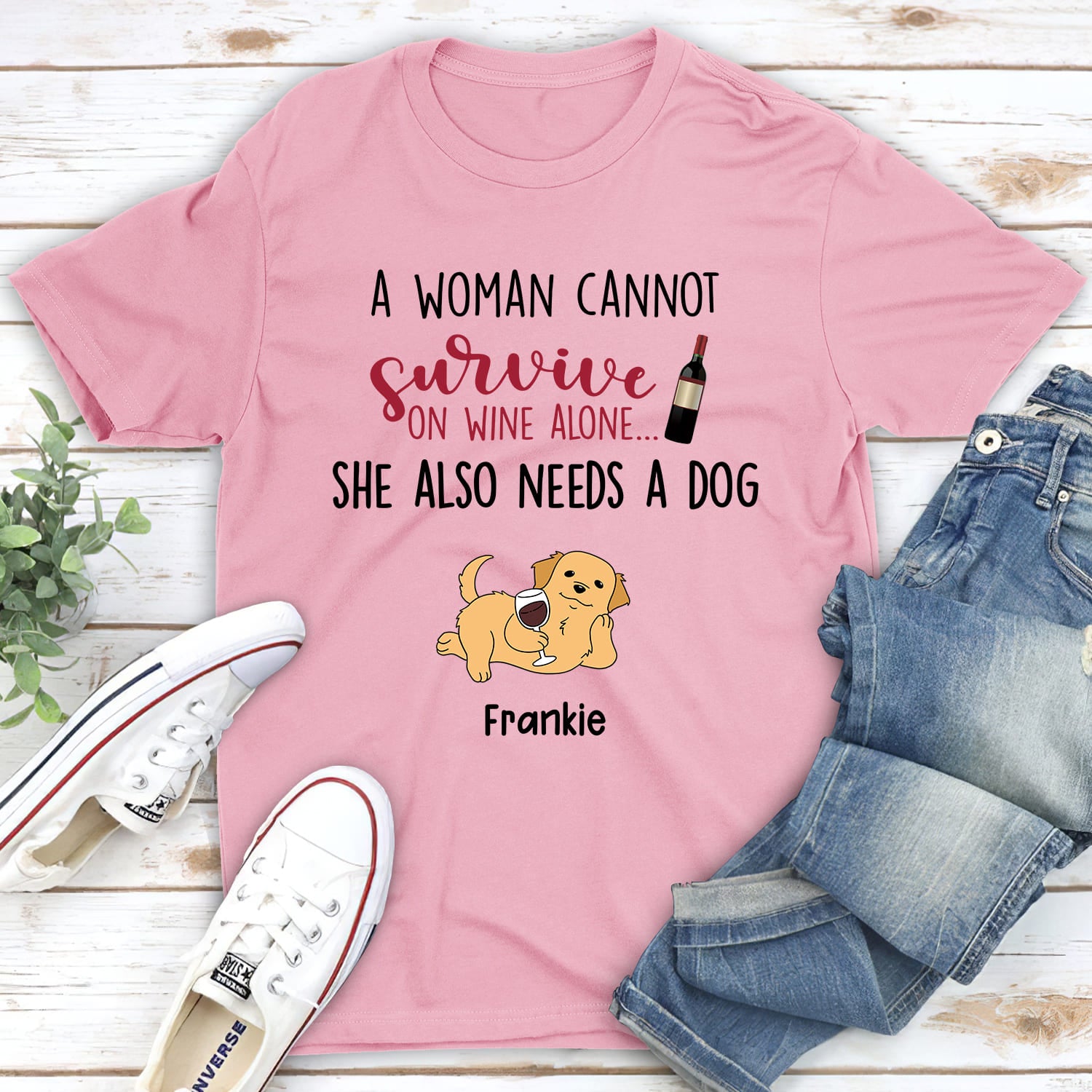 A Woman Cannot Survive - Personalized Custom Unisex 5.3 oz T-shirt for Pet Lovers
