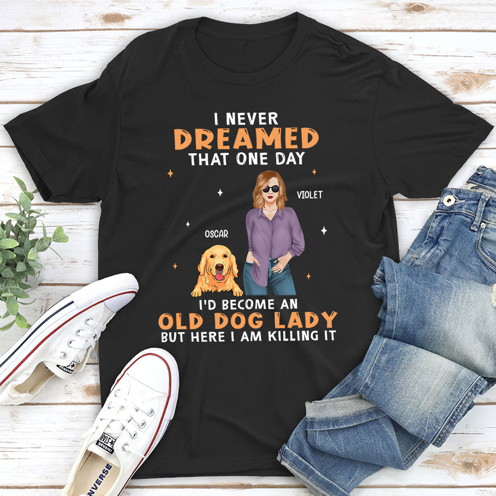 Old Dog Lady 2 - Personalized Custom Unisex 5.3 oz T-shirt for Pet Lovers