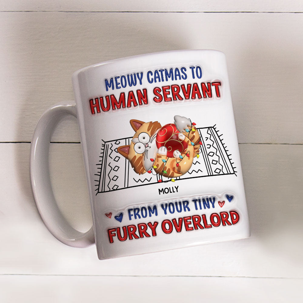 Meowy Catmas Personalized Custom 3D Inflated Effect Ceramic Mug for Human Servants