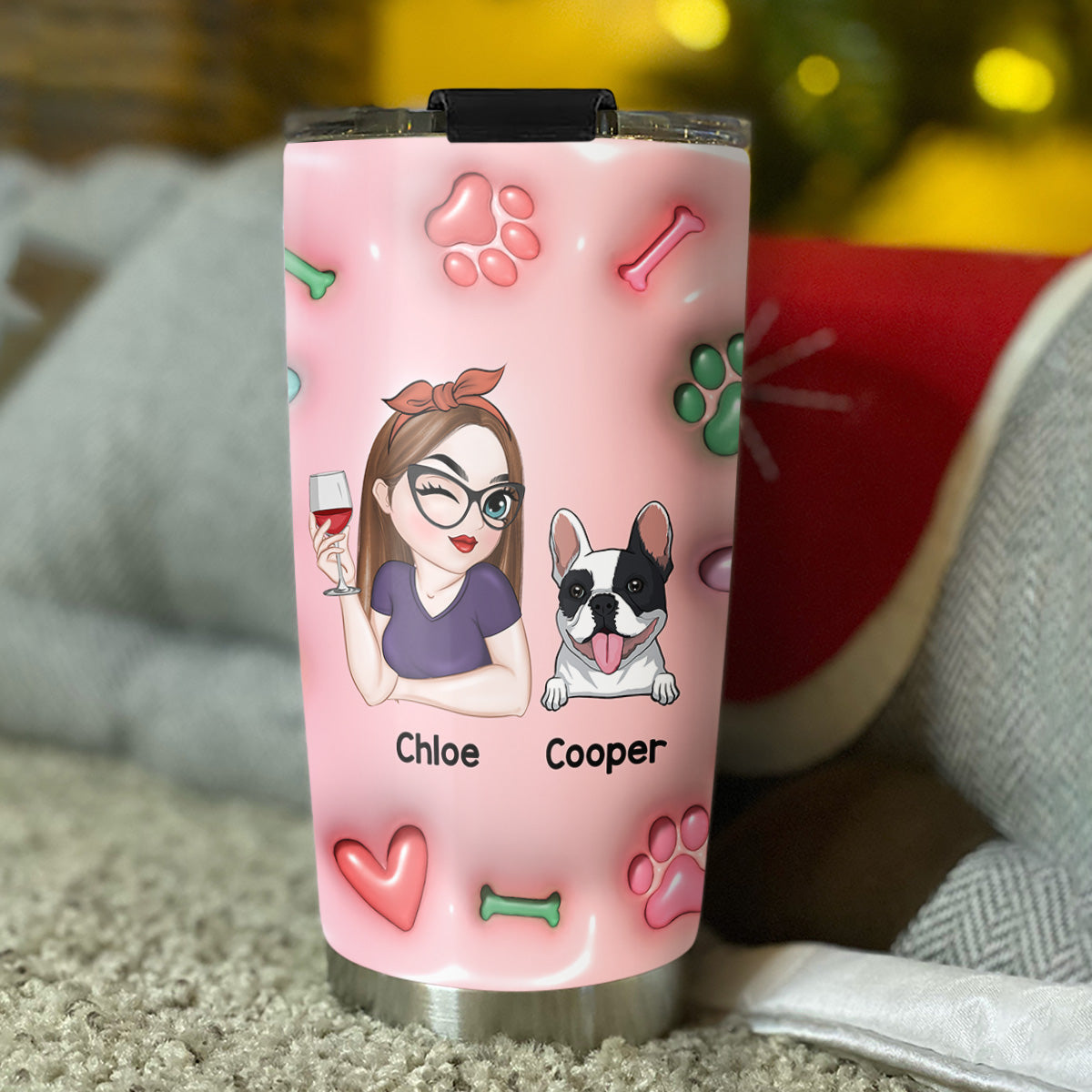 Dog Mom Era - Stylish Personalized Custom 3D Inflated Effect 20oz Stainless Steel Tumbler