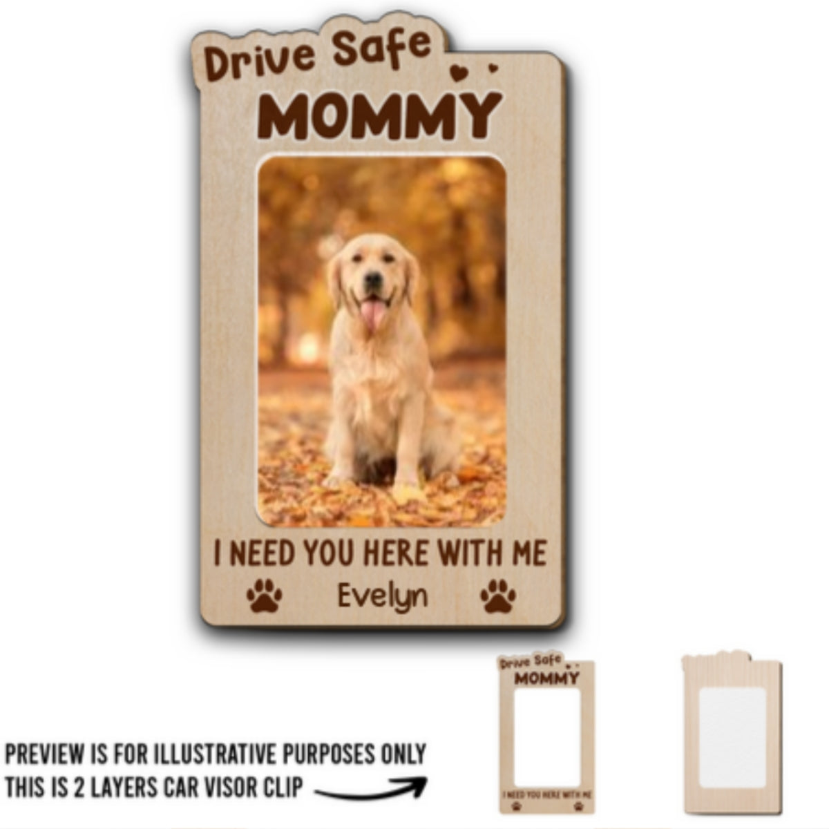 Drive Safe Personalized Custom Car Visor Clip for Dog Moms and Dads