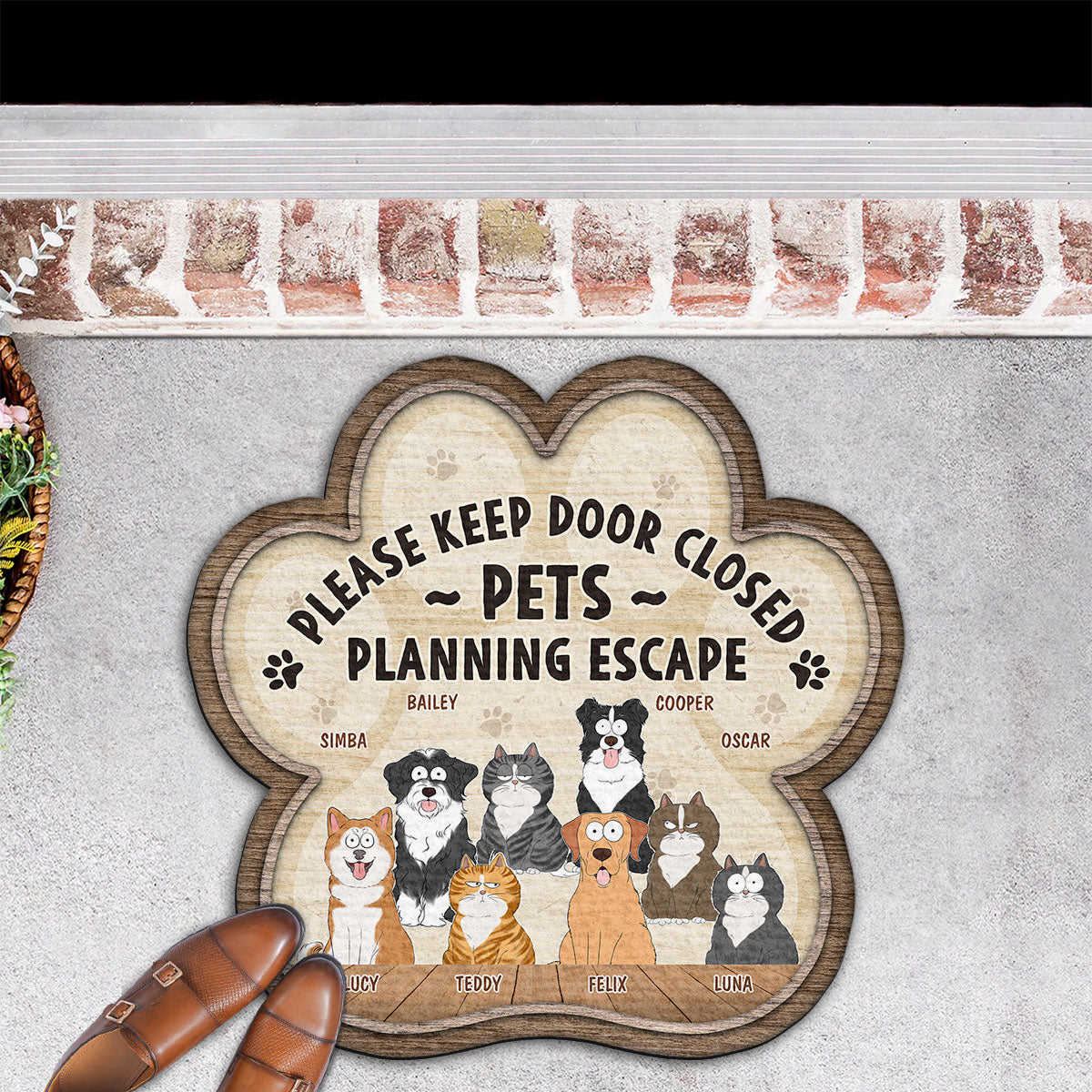 Personalized Custom Pets Planning Escape Doormat for Pet Lovers