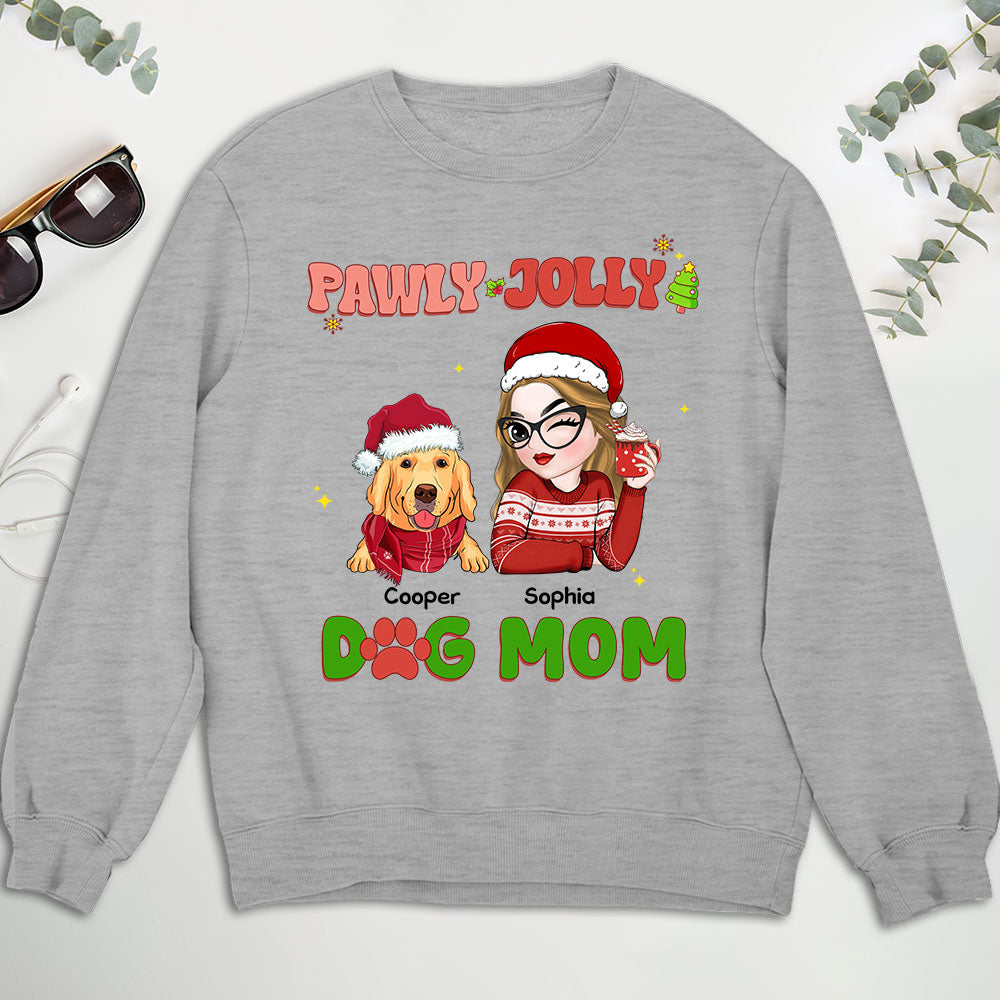 Pawly Jolly Dog Mom - Premium Personalized Custom Unisex 8.0 oz Sweatshirt for Pet Lovers
