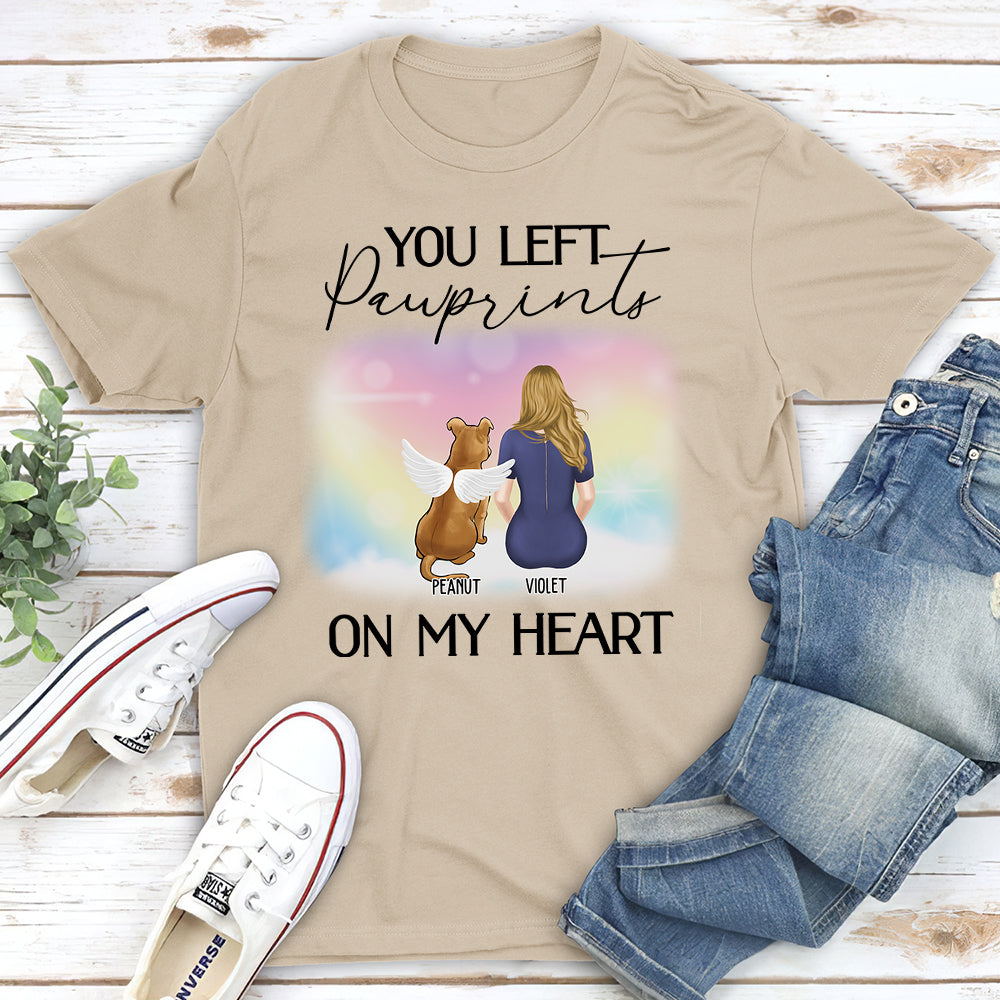 You Left Pawprints - Personalized Custom Unisex Memorial T-shirt for Pet Lovers