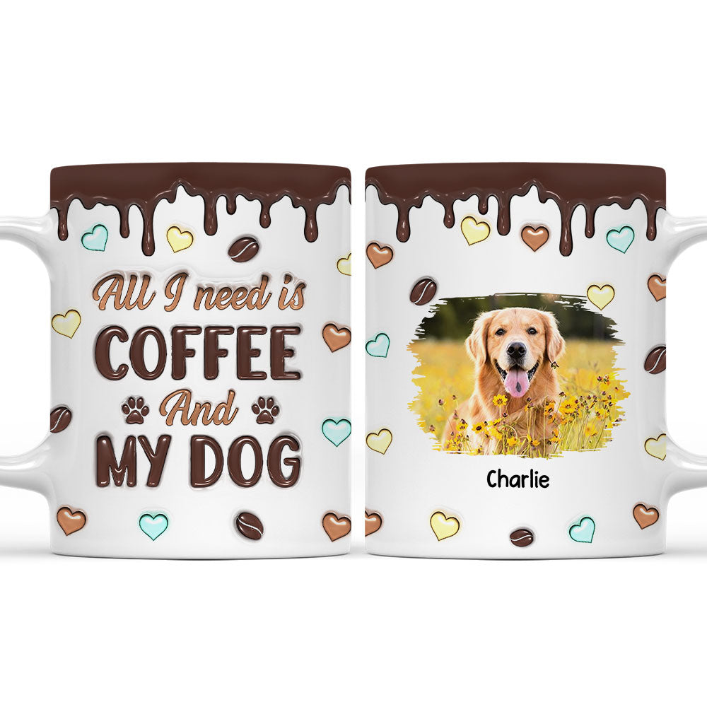 Personalized Custom 3D Inflated Effect Coffee and Dog Photo Mug - 11oz and 15oz