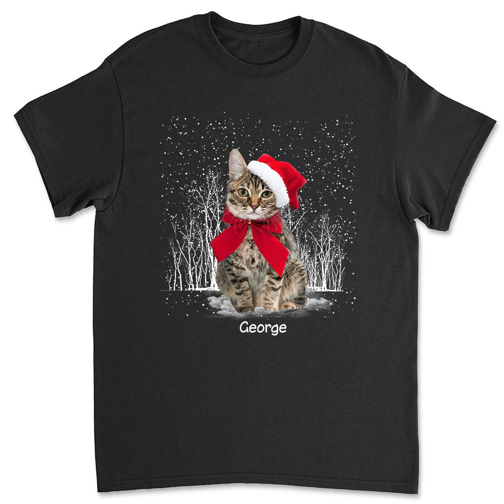 Personalized Custom Unisex Winter Cat Photo T-shirt - Ideal Gift for Pet Lovers