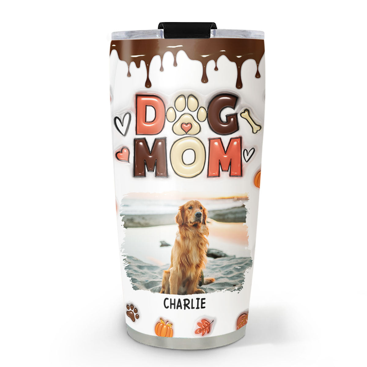 Customizable 3D Inflated Effect Personalized Tumbler for Mom of Dogs - Perfect for Fall Season