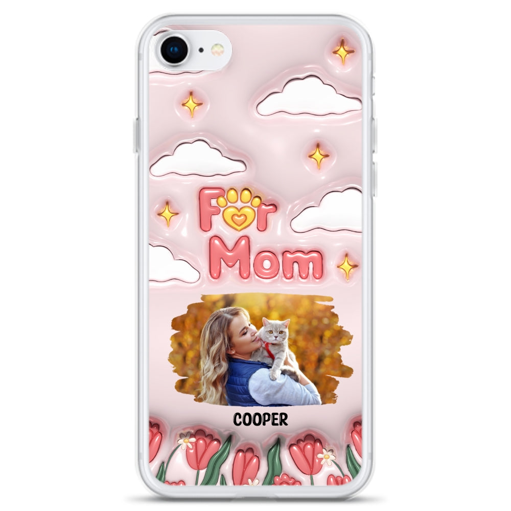 Personalized Custom 3D Inflated Effect 'I Love My Fur Mom' Photo Phone Case - Stylish and Protective