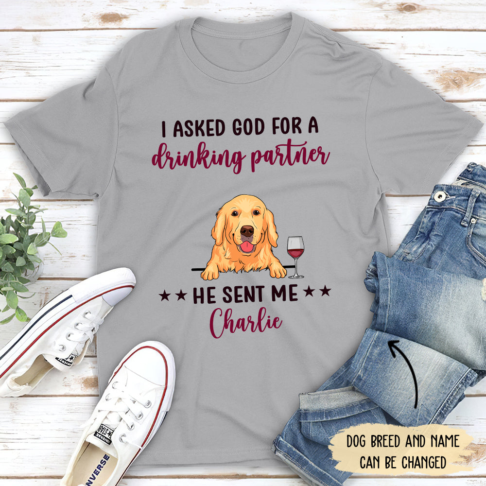 Drinking Partner - Personalized Custom Unisex 5.3 oz T-shirt for Pet Lovers