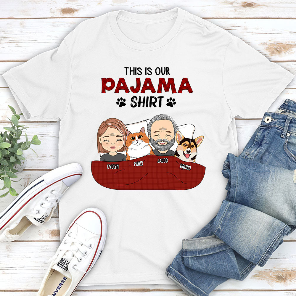 Personalized Custom Unisex Pajama Shirt Couple T-shirt - Ideal for Pet Lovers