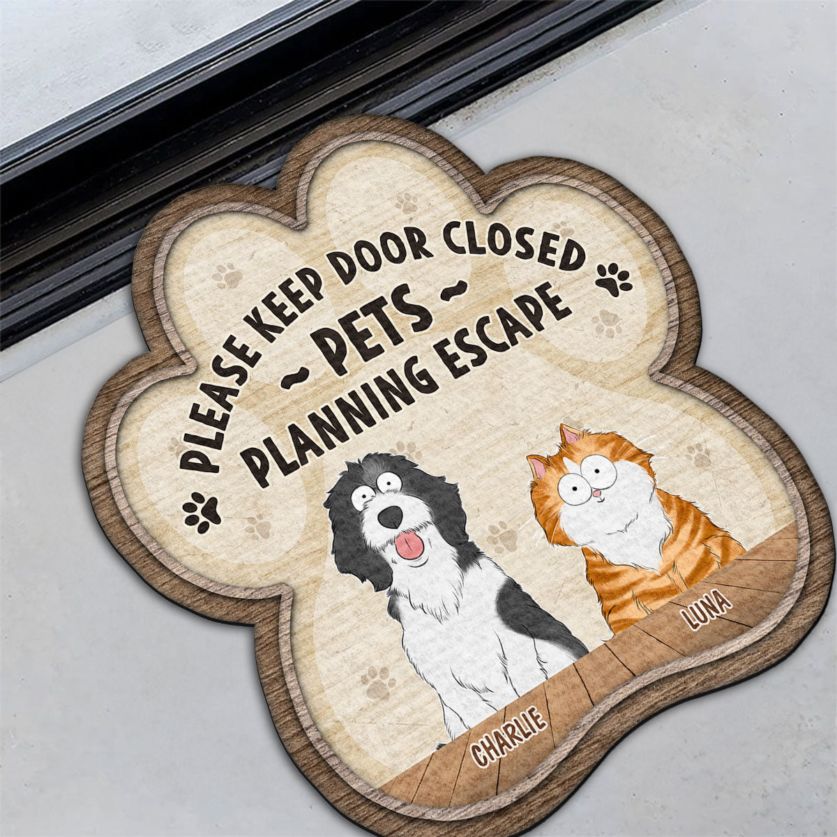 Personalized Custom Pets Planning Escape Doormat for Pet Lovers