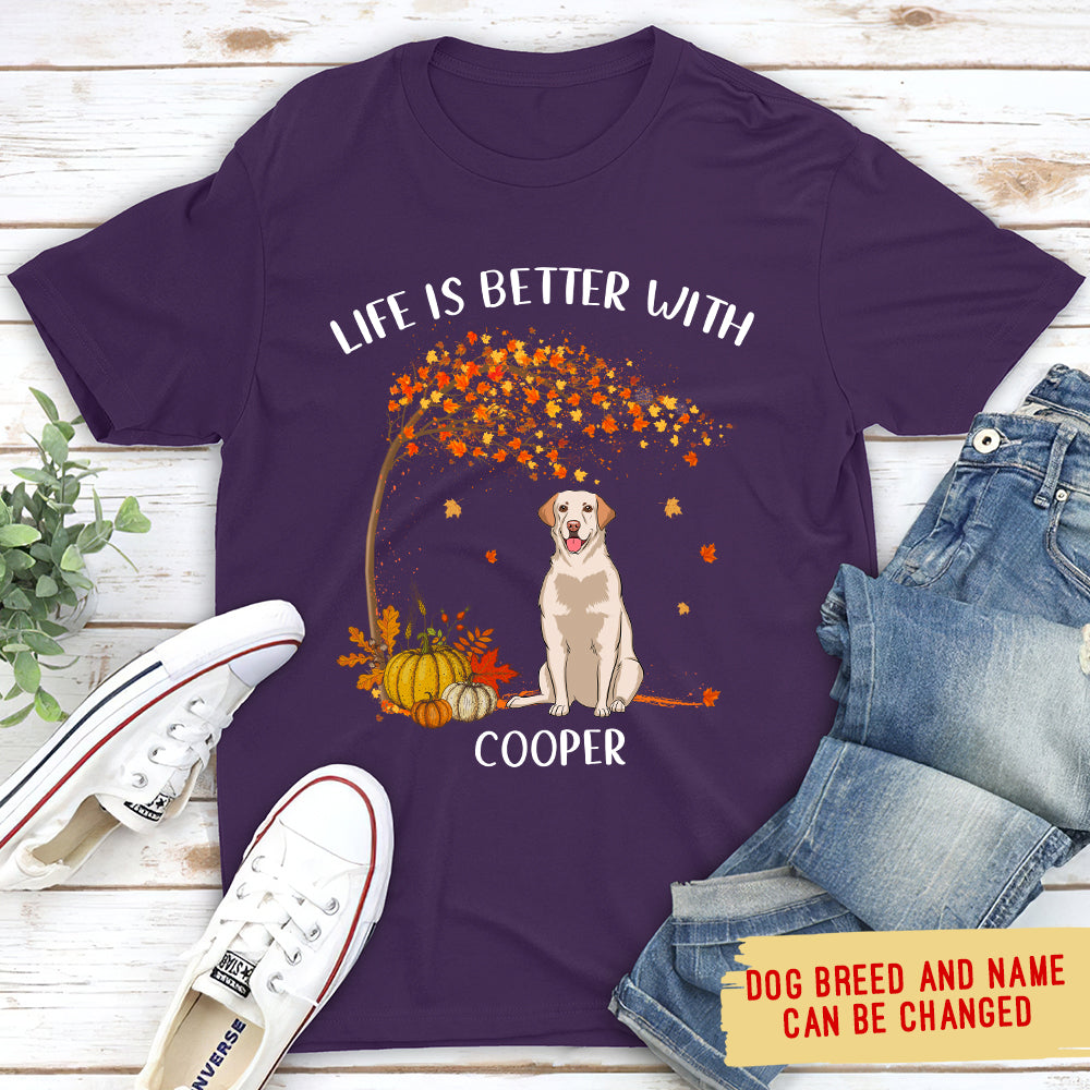 Better With Dog 2 - Personalized Custom Unisex 5.3 oz T-shirt for Pet Lovers