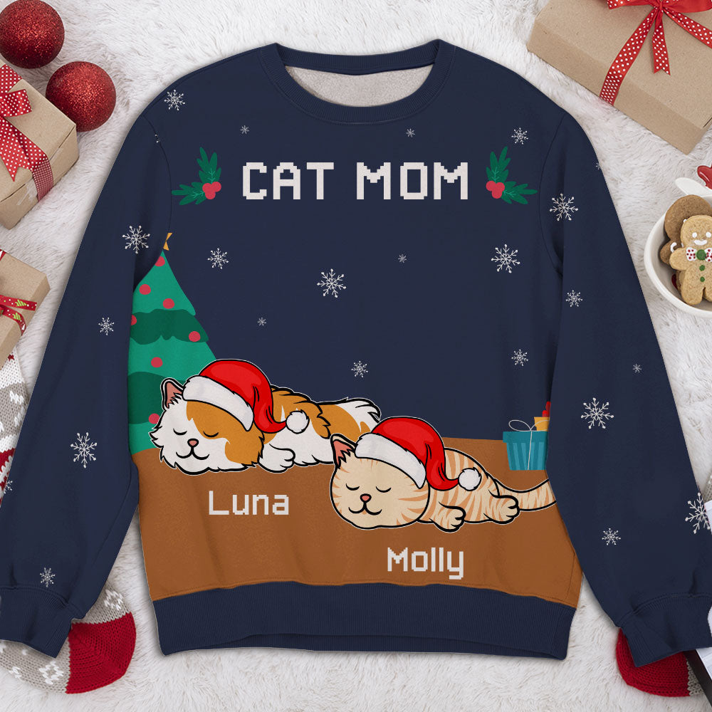 Cozy Christmas - Personalized Custom All-Over-Print Unisex 8.8 oz Polyester Blend Sweatshirt for Pet Lovers