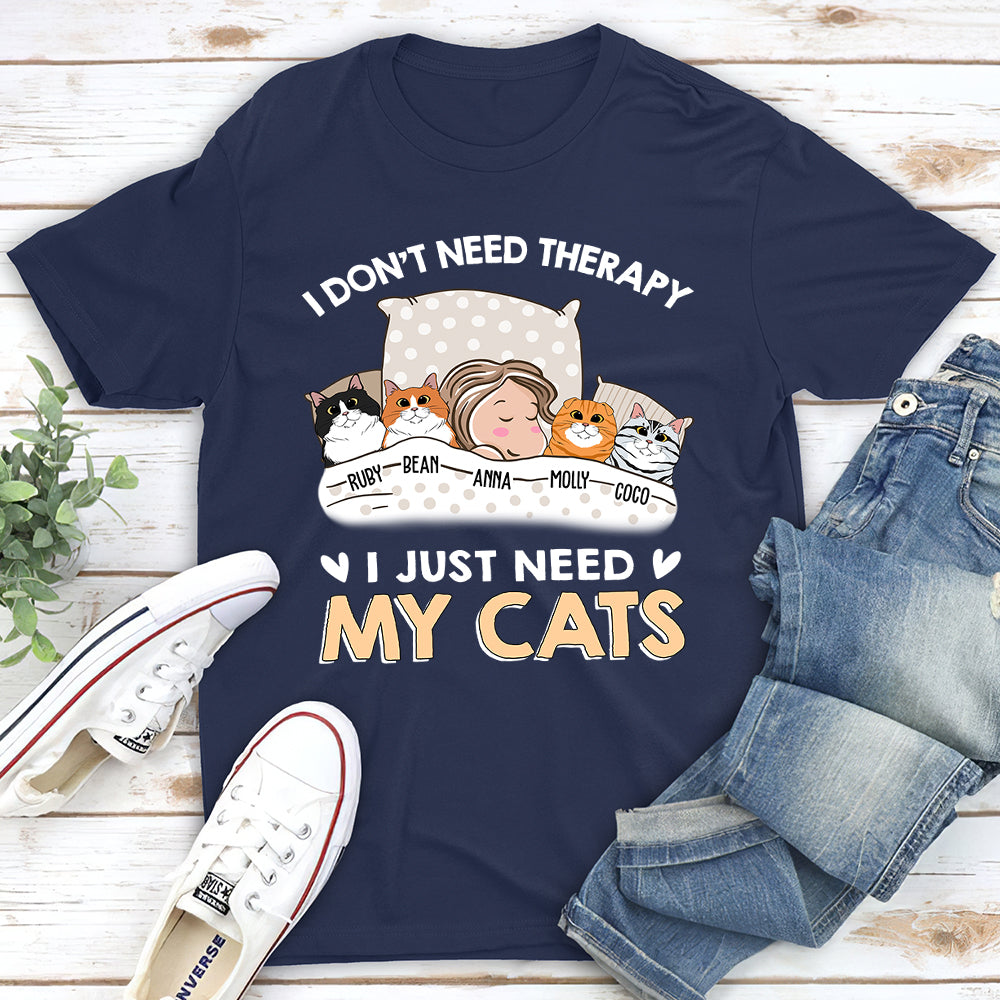 Cats Are My Therapy - Customizable Unisex 5.3 oz Personalized T-shirt for Pet Lovers