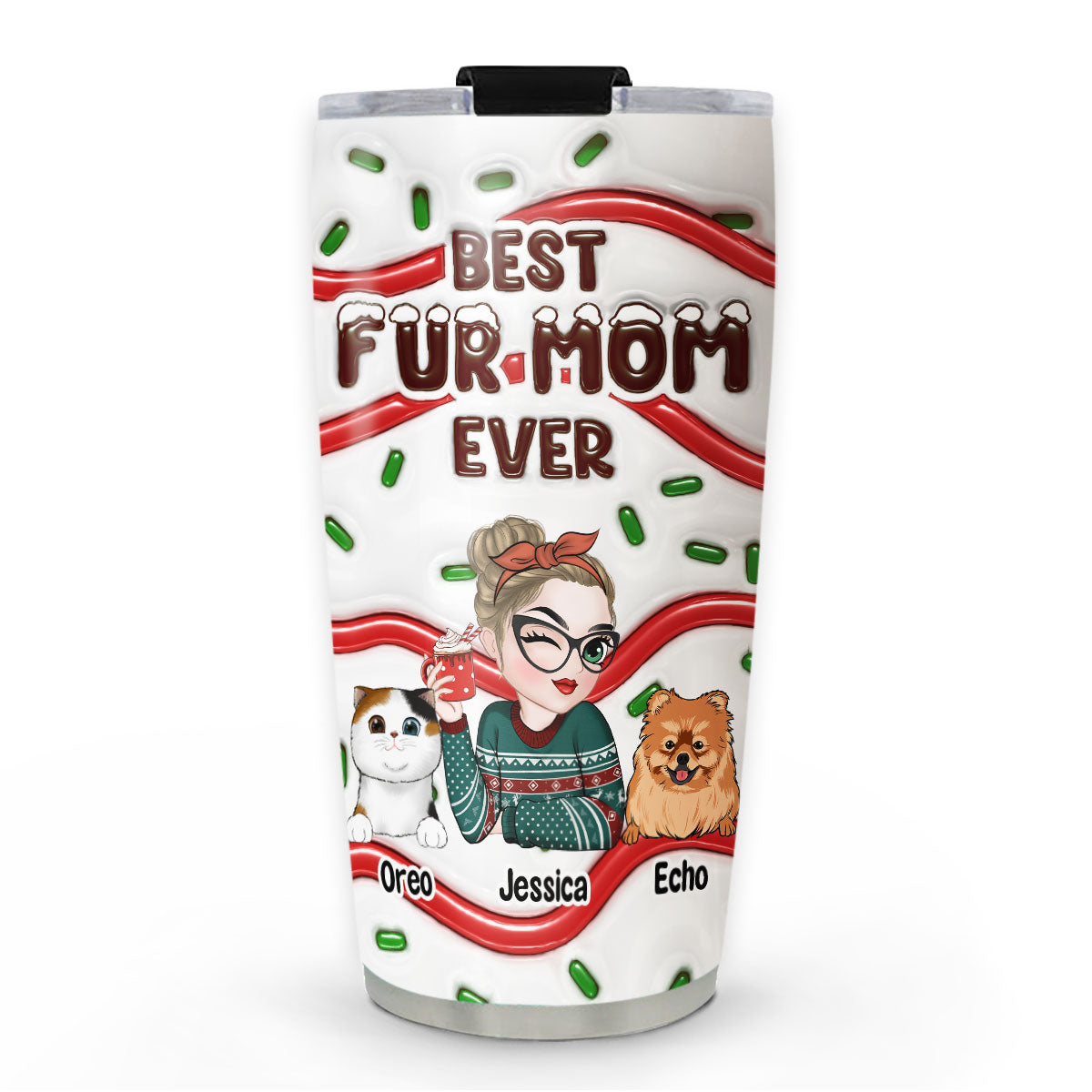 Top-Rated Personalized Custom 3D Inflated Effect Tumbler for Fur Moms