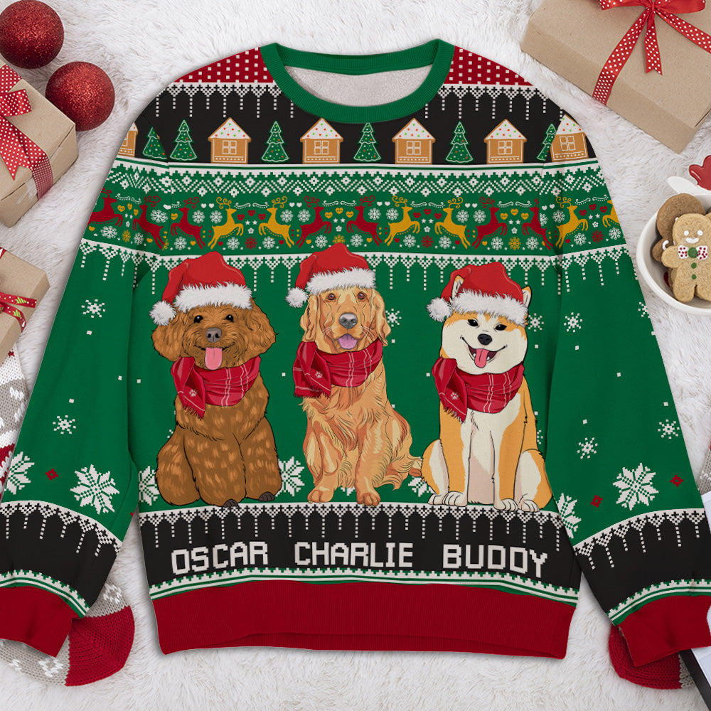 Unique Personalized Custom All-Over-Print Christmas With Dogs Sweatshirt for Dog Lovers